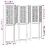 Room Divider 6 Panels White Solid Wood Paulownia 358730