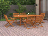 Dining Set Natural Acacia Solid Acacia Wood 7 pieces Foldable 3086970