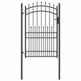 Fence Gate with Spikes Grey 200 x 100 cm Powder-coated steel 42009006