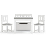 4 Piece Children Table and Chair Set White and Grey MDF 10411
