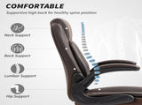 Faux Leather Office Chair. with Flip-Up Armrests - Brown T3398P377418