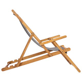 Beach Chair Light Grey Solid Teak Wood 42032667