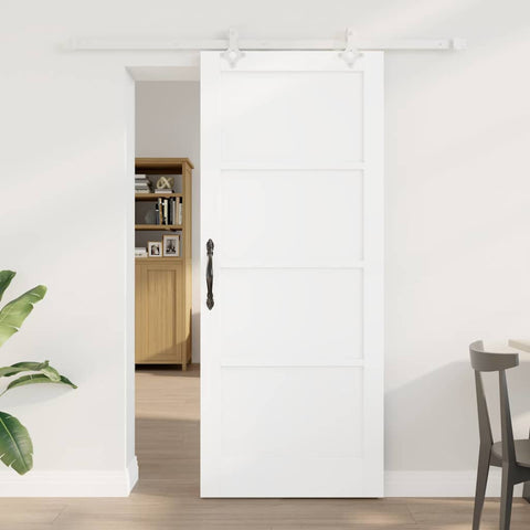 Sliding Door Manual White 83 x 202 cm Solid pine wood and steel 3333561