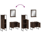 3 Piece Bathroom Cabinet Set Brown Oak Engineered Wood 3214348