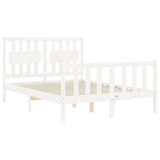 Bed Frame without Mattress White Double Solid Wood Pine 3192402