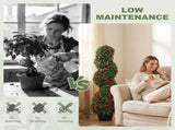 Decorative Artificial Plants Set of 2, UV Resistant Fake Plants in Pot for Indoor Outdoor Decor, T3398P554165