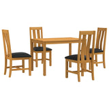 Dining Set 5 pcs Black Solid Oak Wood 3430243