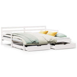 Daybed with Trundle and Drawers without Mattress White 90x190 cm Single 3302176