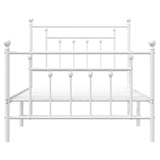 Bed Frame White Powder-Coated Steel Single Bed Frame 353598