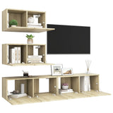 4 Piece TV Cabinet Set Sonoma Oak Engineered Wood 3079025