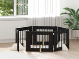 Foldable Dog Gate with Stands 6 pcs Black Oak 362 cm 892157