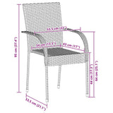 Dining Chair Set of 2 Black PE rattan and powder-coated steel 44238