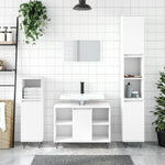 ZNTS 3 Piece Bathroom Furniture Set White Engineered Wood 3190299