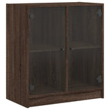 Side Cabinet with Glass Doors Brown Oak 68x37x75.5 cm 836426