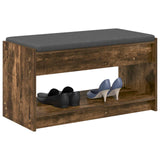 Hall Bench with Cushion with Shelf Smoked Oak 83 x 38 x 45 cm 891580