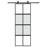 Sliding Door with Hardware Set Black 76x205 cm Tempered Glass 3375918