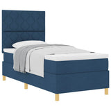 Box Spring Bed with Headboard Blue 90 x 190 cm Fabric 3339664
