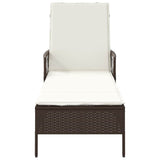Sun Lounger Brown and Cream White 55 x 200 x 92 cm Poly Rattan 365426
