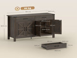 Kitchen Cupboard, Sideboard with 4 Doors, 2 Drawers and 2 Adjustable Shelves for Dining Room, Dark T3398P555183