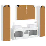 Bathroom Furniture Set 6 pcs White Engineered Wood and Glass 3407231