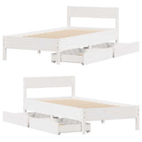 Bed Frame without Mattress White 75x190 cm Small Single Solid Wood Pine 3301774