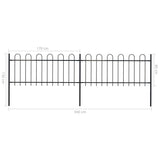 ZNTS Garden Fence with Hoop Top Steel 3.4x0.8 m Black 277648