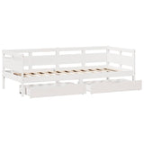 Daybed with Drawers without Mattress White 90x190 cm Single Solid Wood 3302119