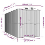 Garden Shed Light Grey 192x440x223 cm Galvanised Steel 3147441