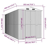 Garden Shed Light Grey 192x440x223 cm Galvanised Steel 3147441