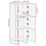Highboard Black 40x33x110 cm Solid Wood Mango 4017713