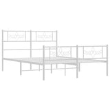 Metal Bed Frame without Mattress with Footboard White 150x200cm 355336