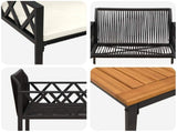 Outdoor Furniture Set 3 pcs Black and Cream White Poly Rattan 42025347