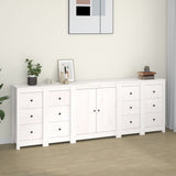 ZNTS Sideboard White 230x35x80 cm Solid Wood Pine 3114085