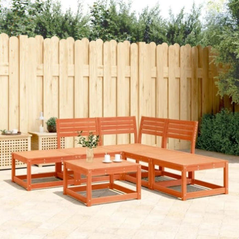 5 Piece Garden Sofa Set Wax Brown Solid Wood Pine 3216957