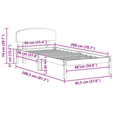 Bed Frame with Headboard White 90 x 200 cm Solid Pine Wood 872081