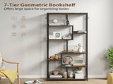 Seven-Tier Geometric Bookcase - Brown/Black T3398P423549