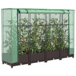 ZNTS Raised Bed with Greenhouse Cover Rattan Look 160x40x123 cm 4015798