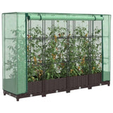 ZNTS Raised Bed with Greenhouse Cover Rattan Look 160x40x123 cm 4015798