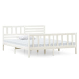 3101134 Bed Frame without Mattress White Solid Wood 140x190 cm