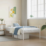 Metal Bed Frame without Mattress with Footboard White 80x200cm 372237
