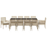 Garden Dining Set 11 pcs Beige Poly rattan 3334886