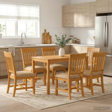 Dining Set 7 pcs Beige Solid Oak Wood 3430257