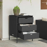 Garden Storage Cabinet Black 55x59x80 cm Poly Rattan 365551