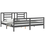 Bed Frame without Mattress Grey 200x200 cm Solid Wood 3194723