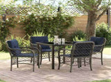 Garden Dining Set with Cushion 5 pcs Grey and Black Rattan 3380247
