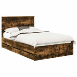 Bed Frame with Drawer Smoked Oak 120 x 190 cm Engineer Wood 3409479