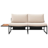 Garden Sofa with Cushion Brown 200.5 x 70 x 85.5cm Metal 42007551