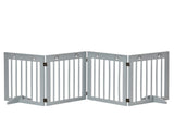 Freestanding Pet Gate 4 Panel Folding Wooden Dog Barrier w/ Support Feet T3398P349695