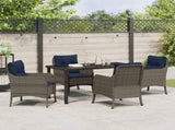 Garden Dining Set with Cushion 5 pcs Grey Poly Rattan 3380192