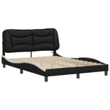 Bed Frame with LED without Mattress "Hvar" Black and White 140x200 cm 3213939